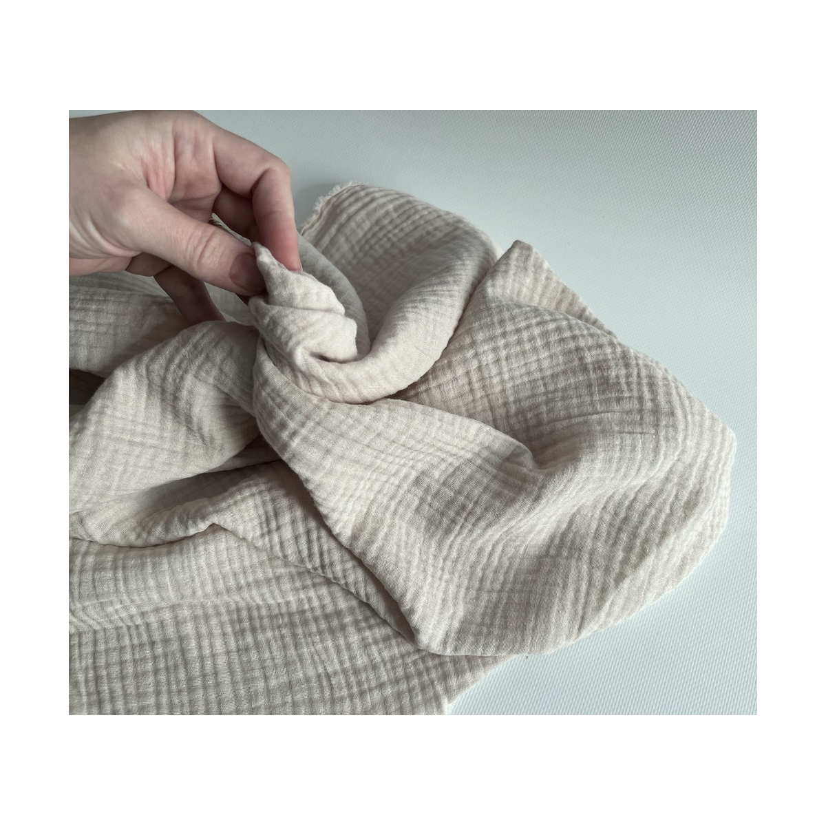 Double gaze de coton BIO unie crème