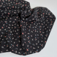 Double gaze de coton BIO anthracite motif fleuri Tissus issus de l'agriculture biologique  - 1