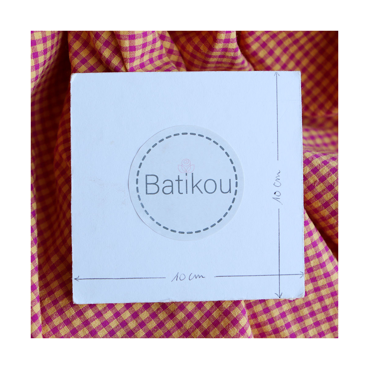 Seersucker / Coton gaufré vichy mini 3mm fruit de la passion