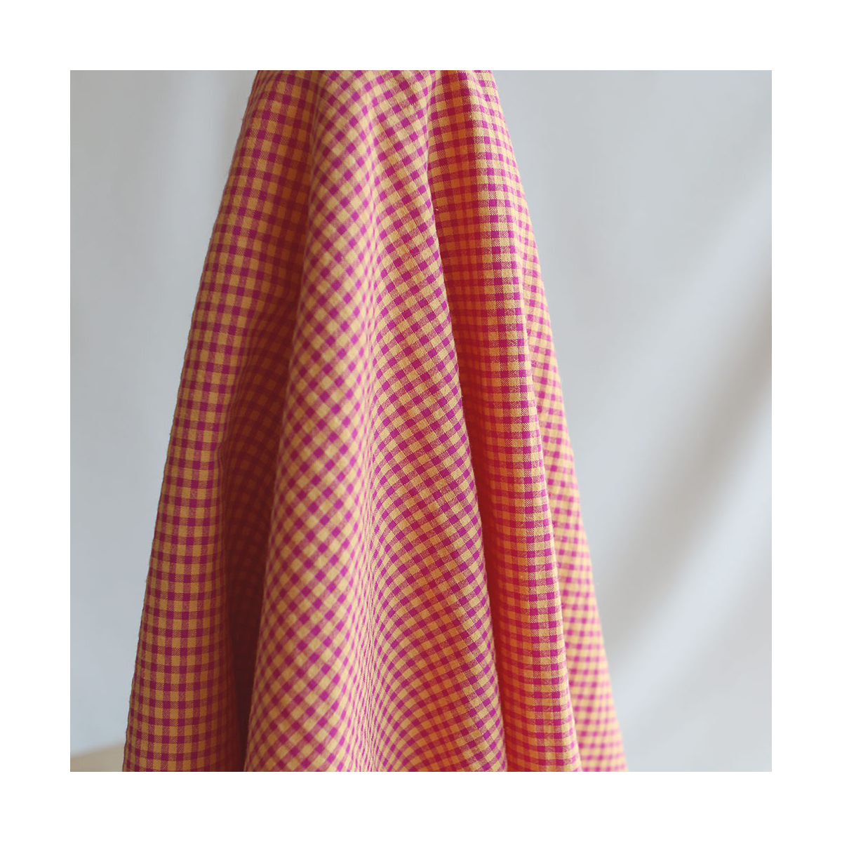 Seersucker / Coton gaufré vichy mini 3mm fruit de la passion