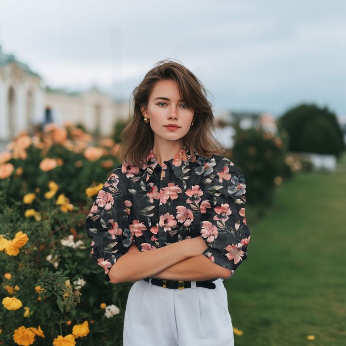 Satin de coton grandes fleurs aquarelle fond noir