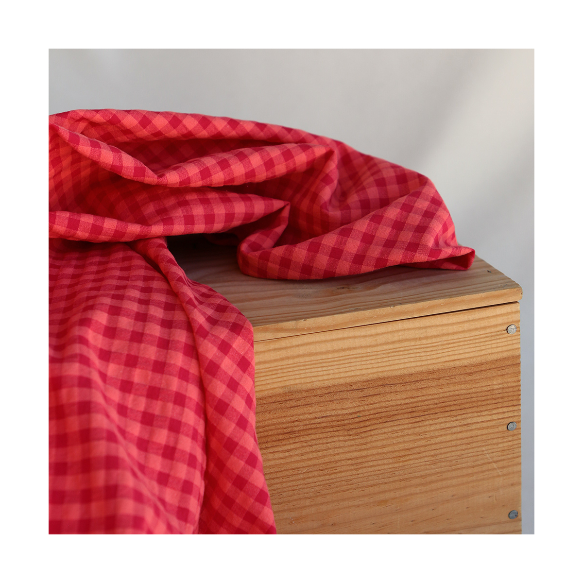 Seersucker / Coton gaufré vichy 6mm pastèque