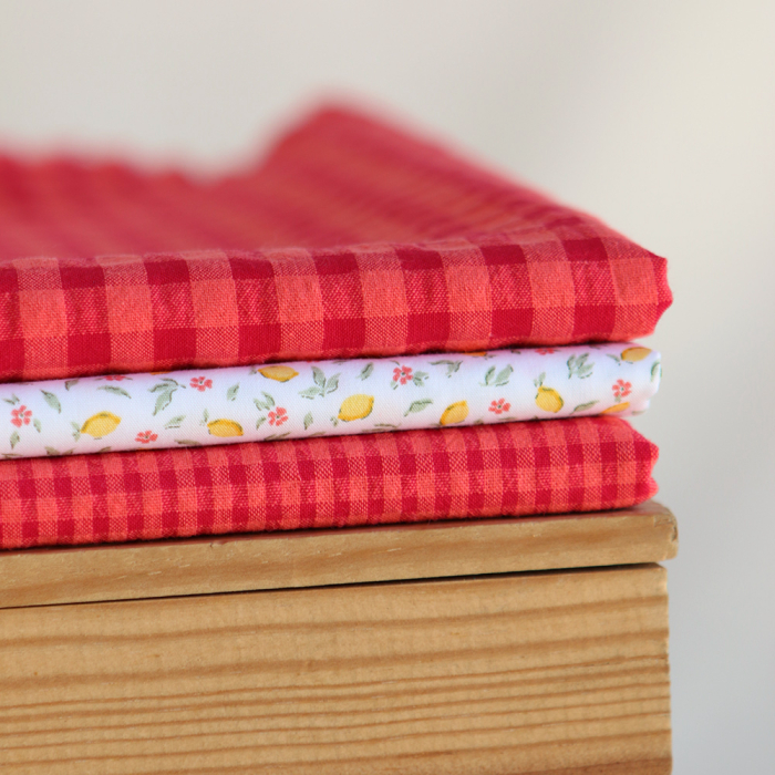 Seersucker / Coton gaufré vichy 6mm pastèque