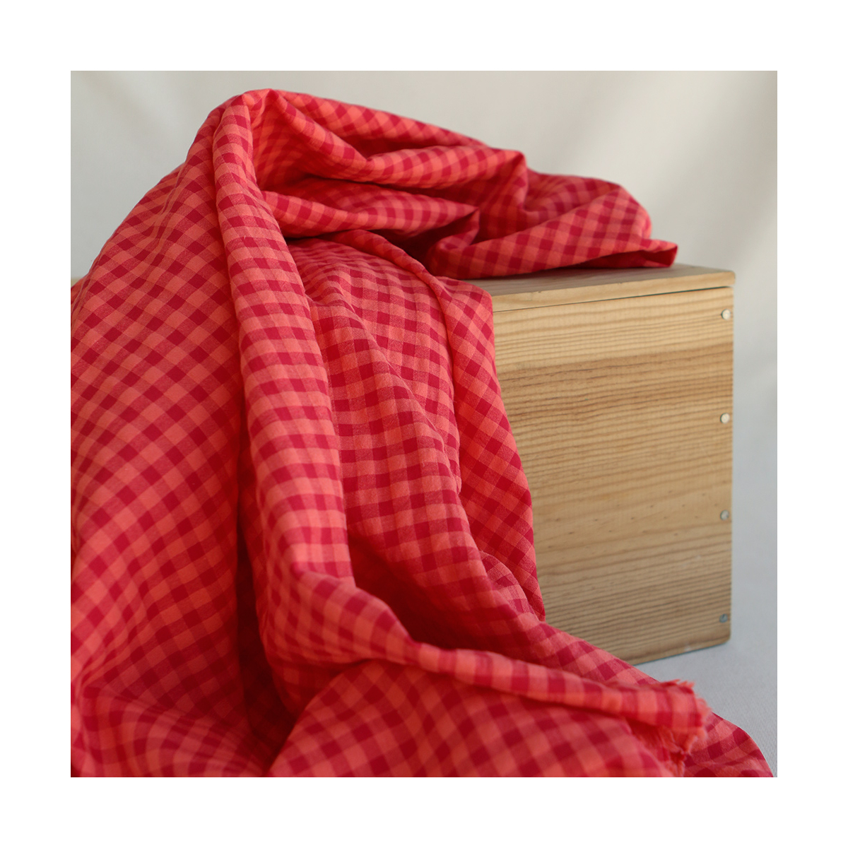 Seersucker / Coton gaufré vichy 6mm pastèque