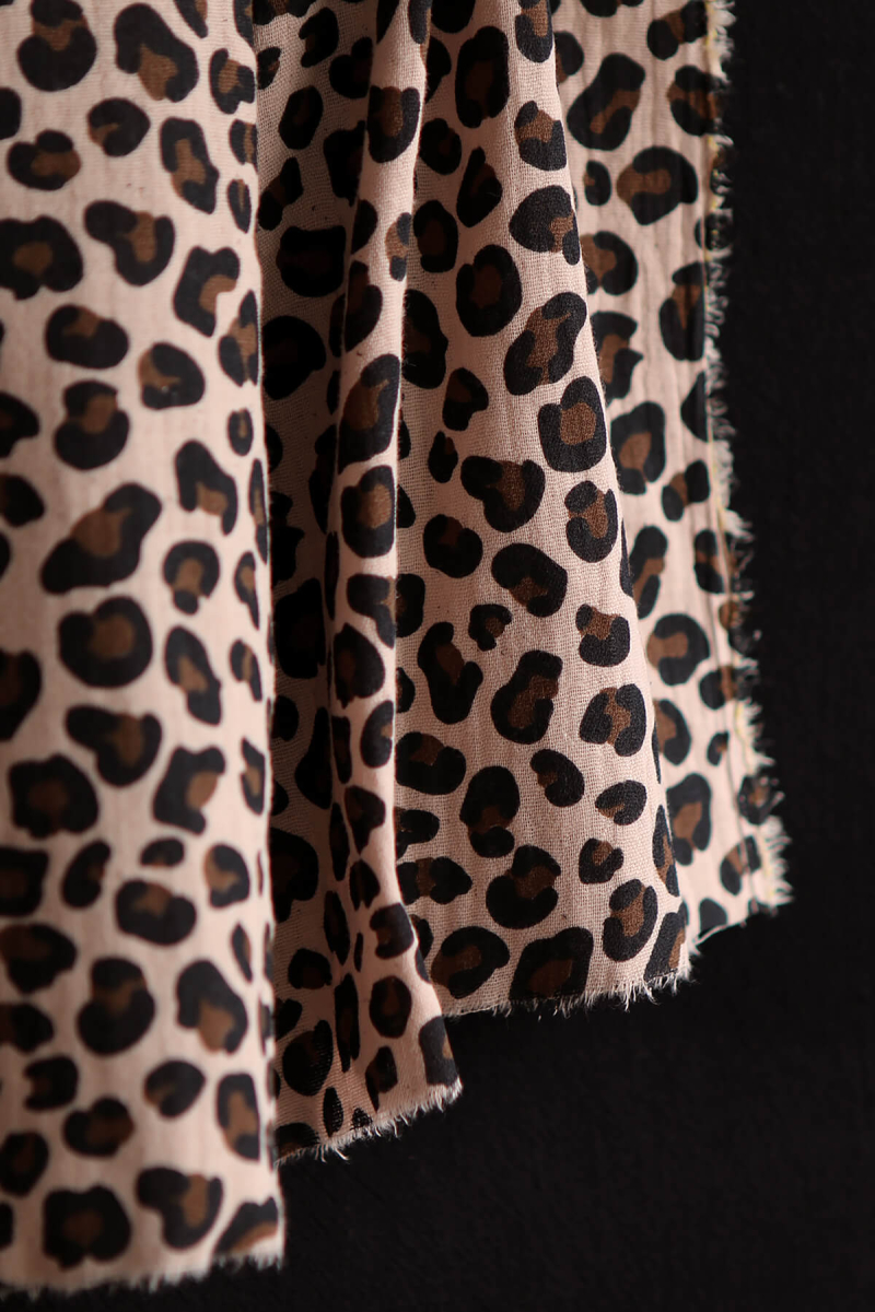 Lea - Double gaze coton BIO motif exclusif Graou fond nude