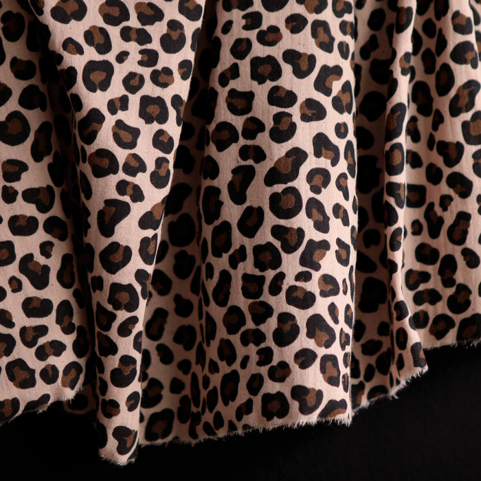 Lea - Double gaze coton BIO motif exclusif Graou fond nude