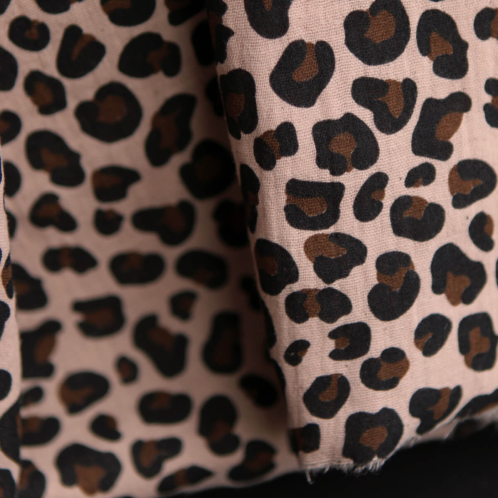 Lea - Double gaze coton BIO motif exclusif Graou fond nude