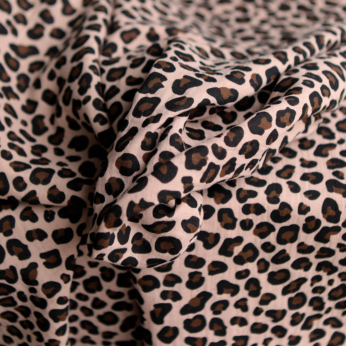 Lea - Double gaze coton BIO motif exclusif Graou fond nude