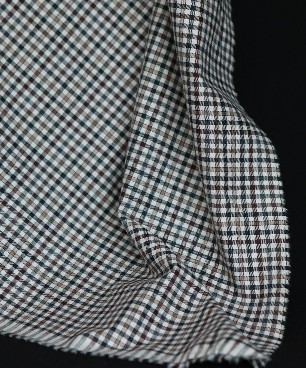 Douglas - Coton gratté organique vichy écru beige et marron