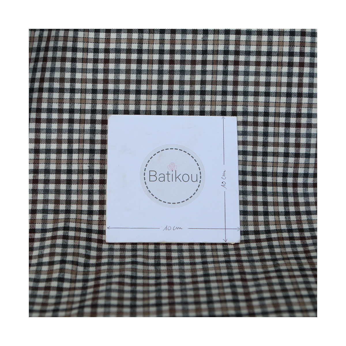 Douglas - Coton gratté organique vichy écru beige et marron