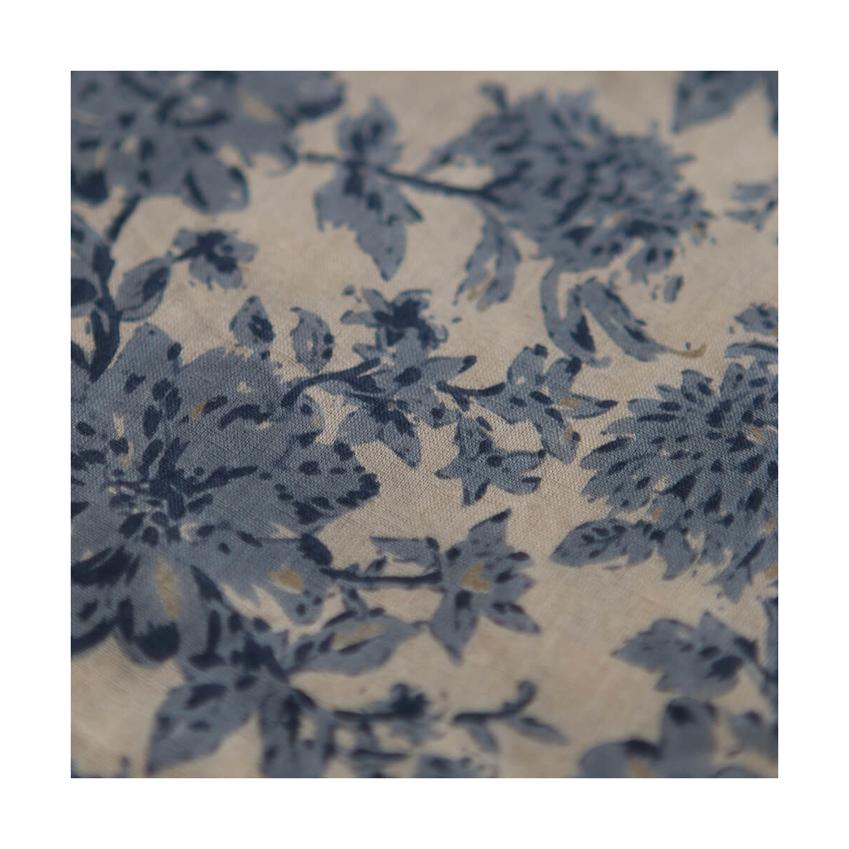 Anjali Bleu - Tissu indien en coton imprimé main Hand Block