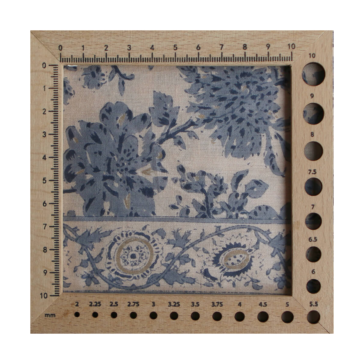 Anjali Bleu - Tissu indien en coton imprimé main Hand Block