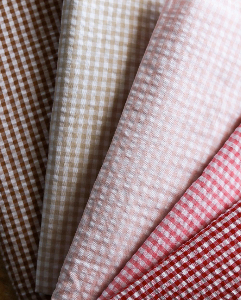 Seersucker / Coton mélangé gaufré rayures candy rose