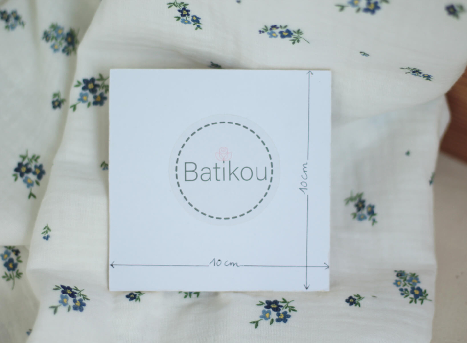 copy of ROZEN - Double gaze de coton BIO blanc motif exclusif