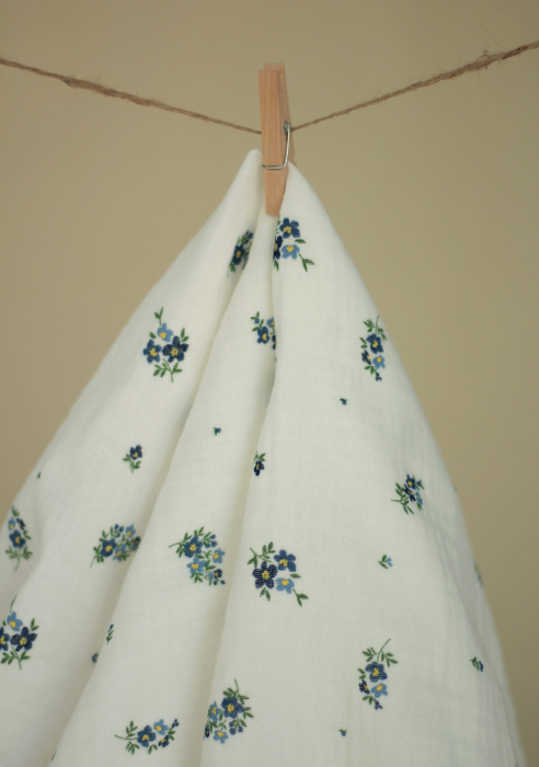 copy of ROZEN - Double gaze de coton BIO blanc motif exclusif