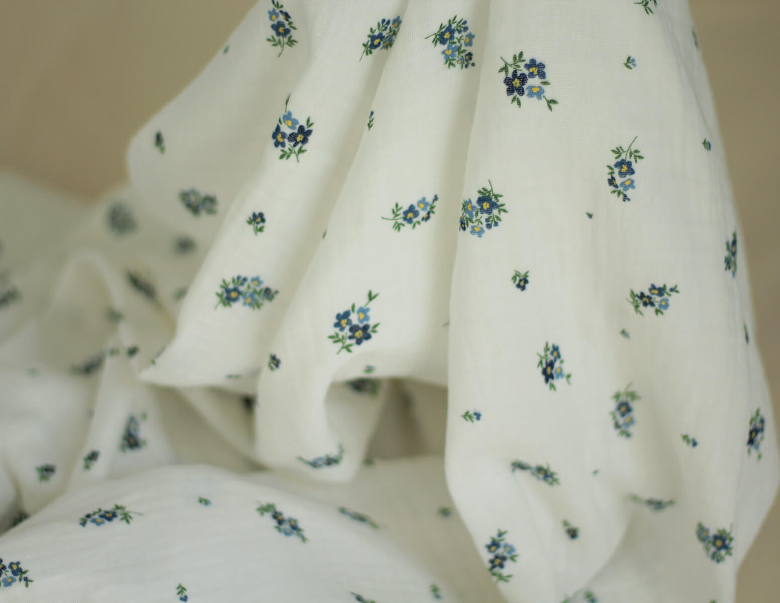 copy of ROZEN - Double gaze de coton BIO blanc motif exclusif