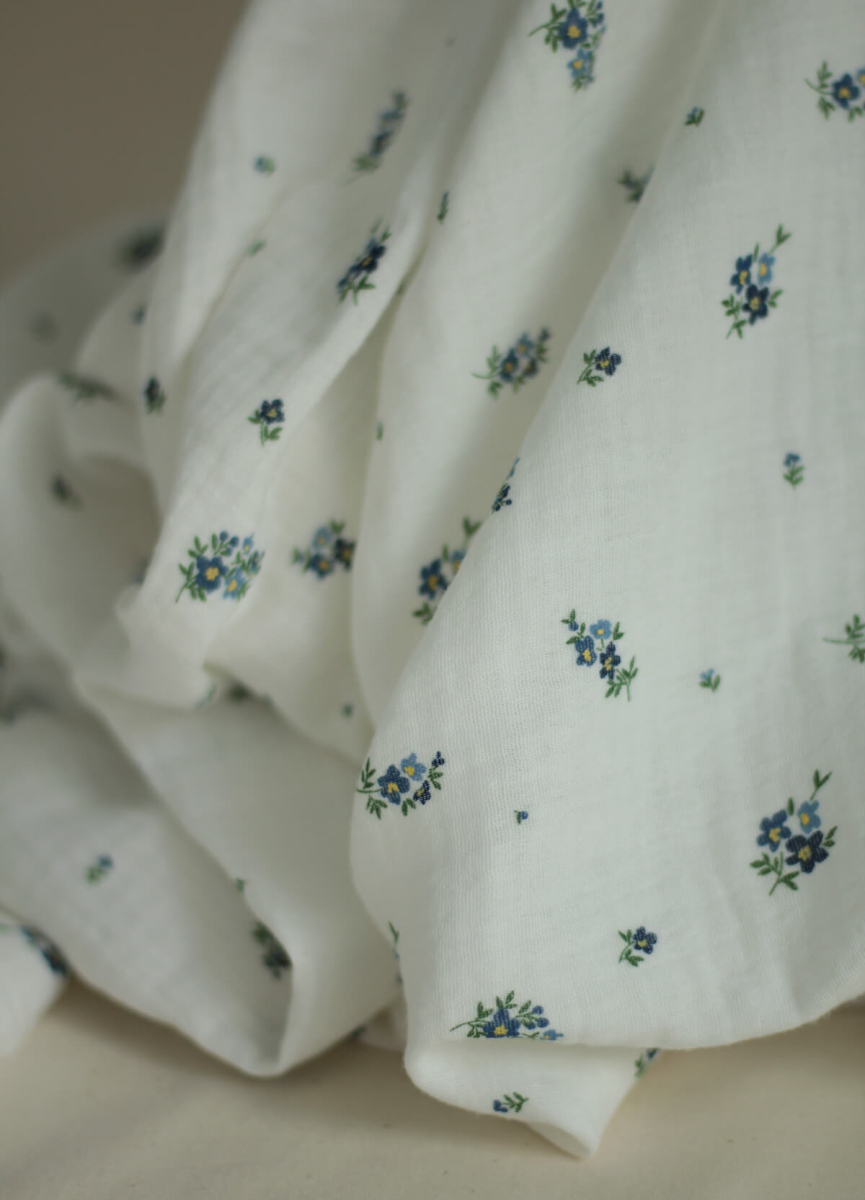 copy of ROZEN - Double gaze de coton BIO blanc motif exclusif