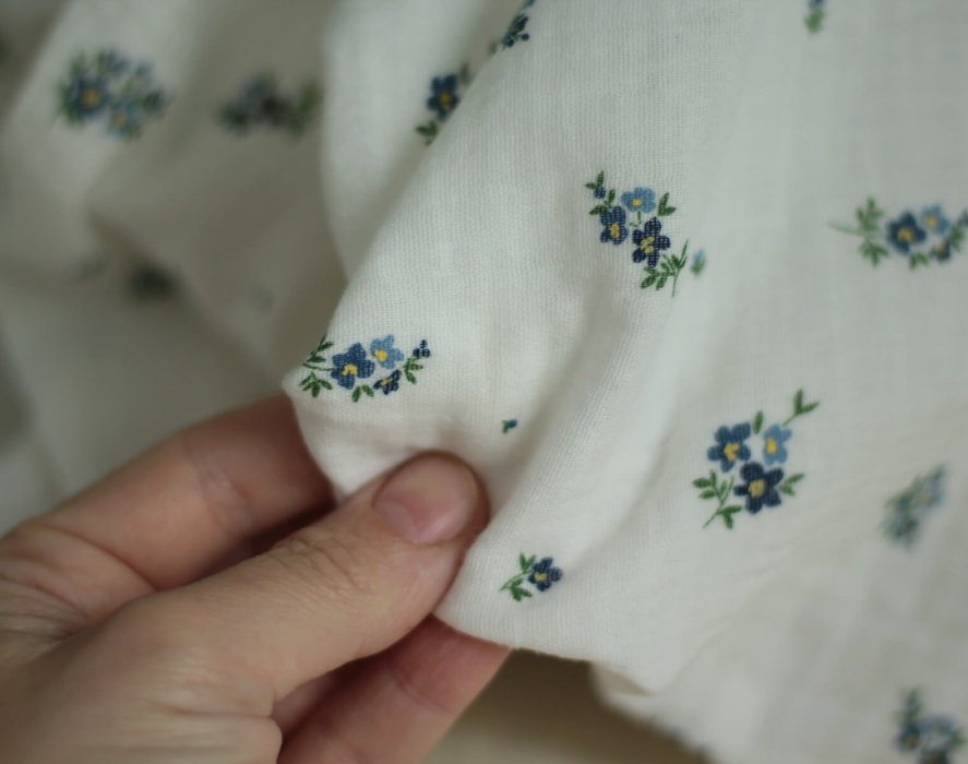 copy of ROZEN - Double gaze de coton BIO blanc motif exclusif