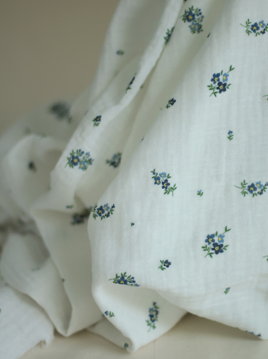 copy of ROZEN - Double gaze de coton BIO blanc motif exclusif