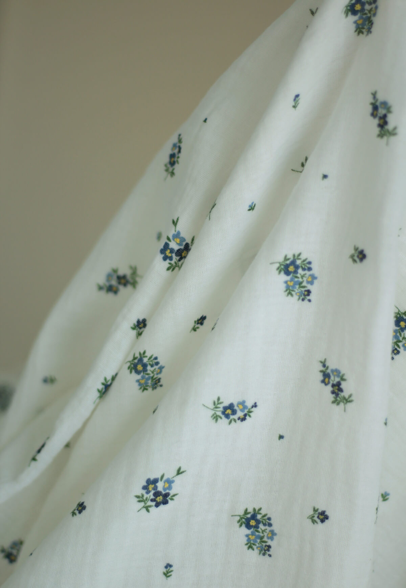 copy of ROZEN - Double gaze de coton BIO blanc motif exclusif