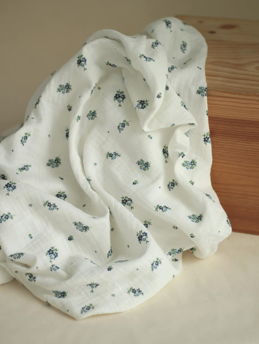 copy of ROZEN - Double gaze de coton BIO blanc motif exclusif