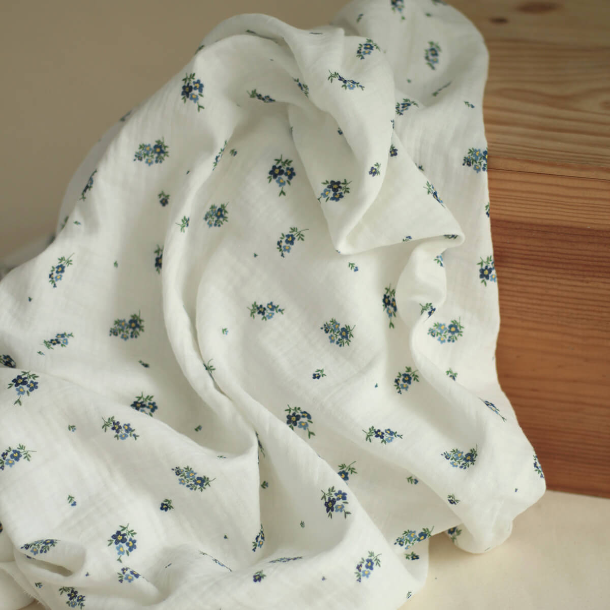 copy of ROZEN - Double gaze de coton BIO blanc motif exclusif