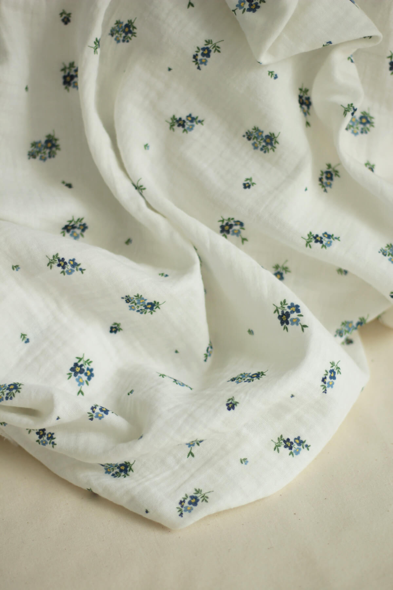 copy of ROZEN - Double gaze de coton BIO blanc motif exclusif