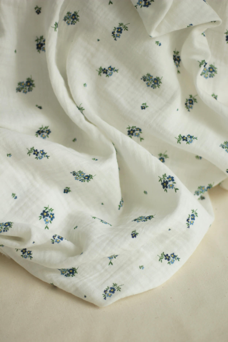 copy of ROZEN - Double gaze de coton BIO blanc motif exclusif