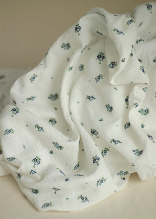 copy of ROZEN - Double gaze de coton BIO blanc motif exclusif