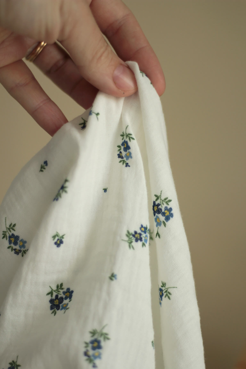 copy of ROZEN - Double gaze de coton BIO blanc motif exclusif