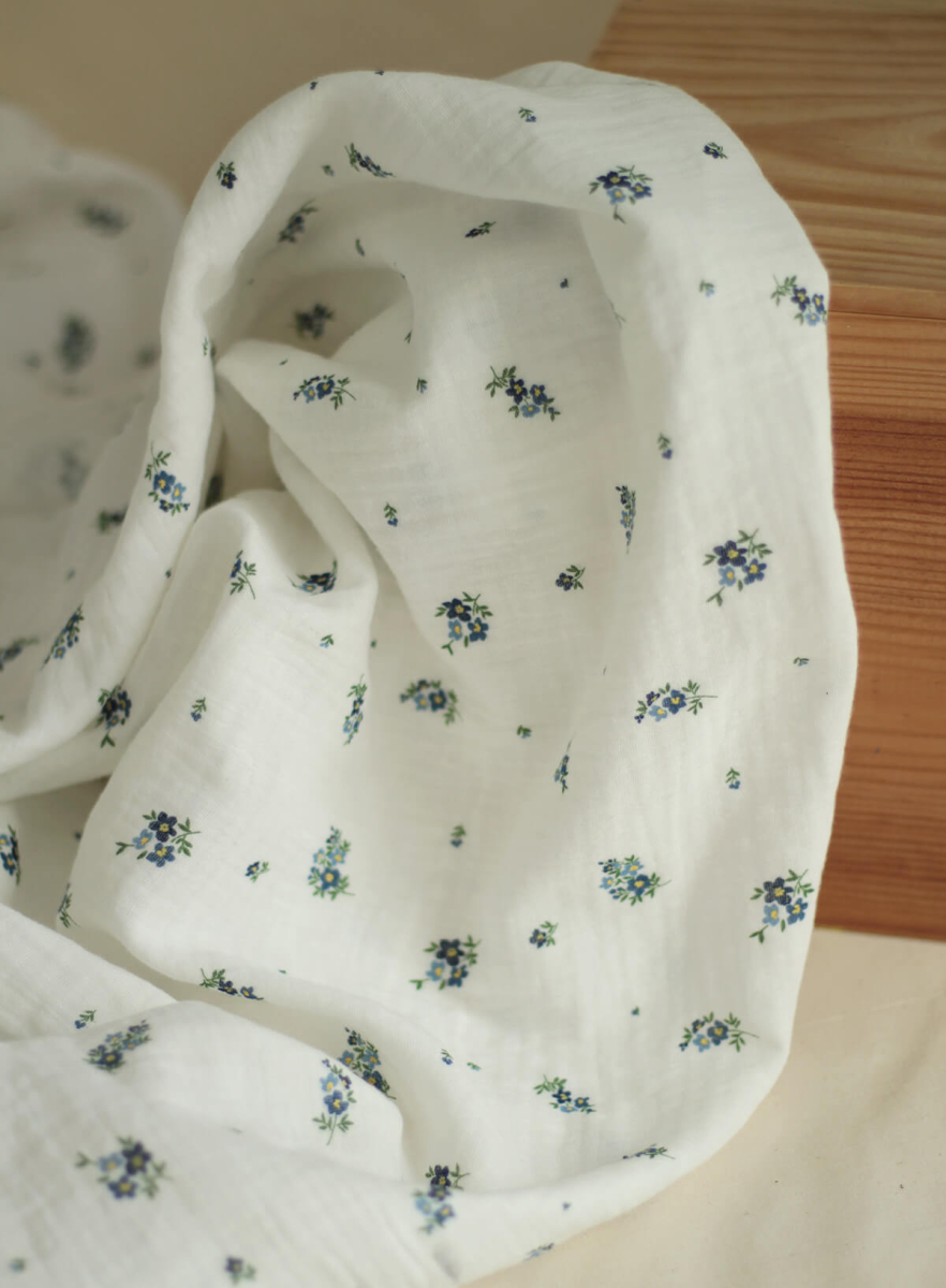 copy of ROZEN - Double gaze de coton BIO blanc motif exclusif