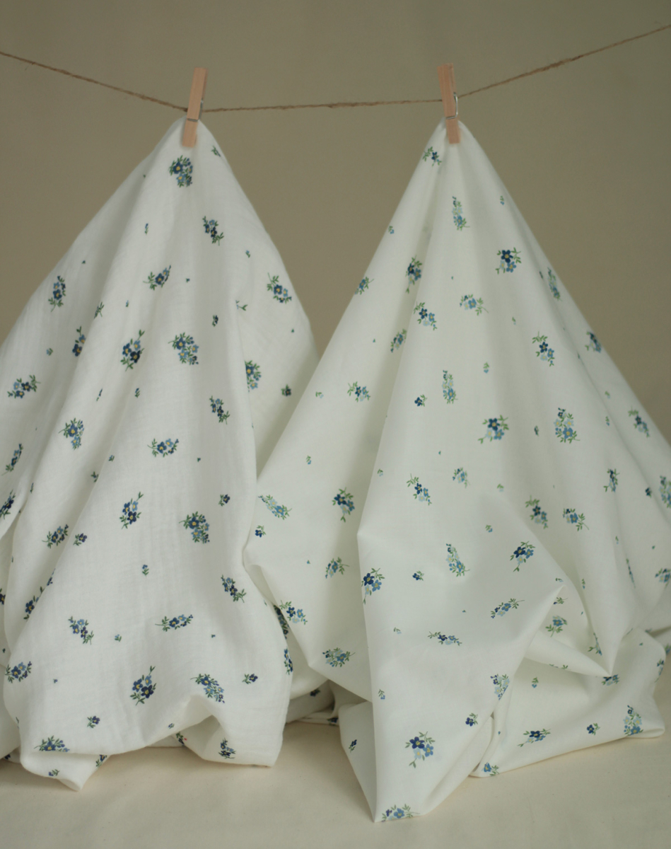 copy of ROZEN - Double gaze de coton BIO blanc motif exclusif