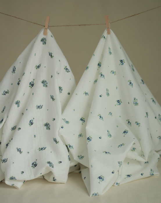 copy of ROZEN - Double gaze de coton BIO blanc motif exclusif