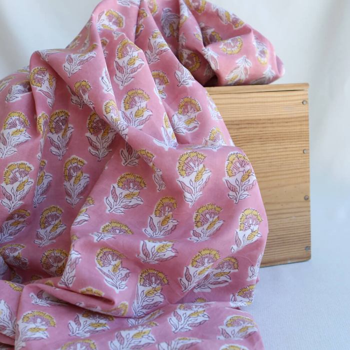 Ishara - Tissu indien en coton imprimé main Hand Block