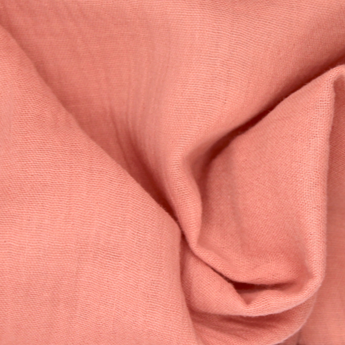 Double gaze de coton BIO unie corail clair