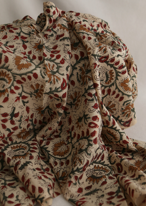 Nisha - Tissu indien coton hand block traditionnel