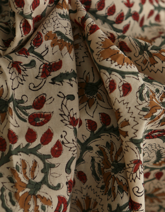 Nisha - Tissu indien coton hand block traditionnel