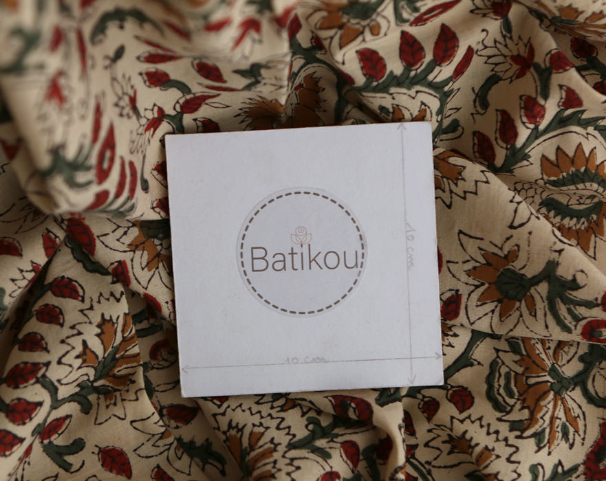 Nisha - Tissu indien coton hand block traditionnel