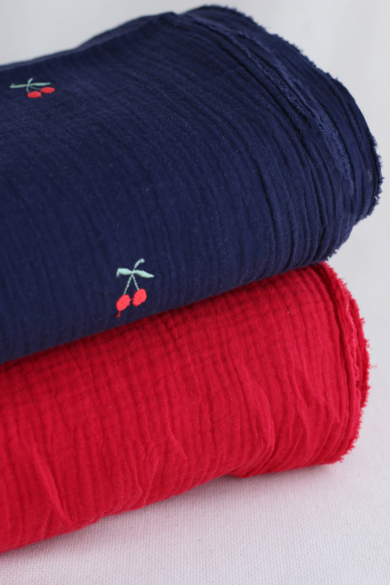 copy of Double gaze de coton unie jaune citron