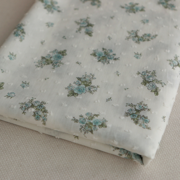 copy of Coline - Plumetis de coton imprimé fleuri menthe et rose 2