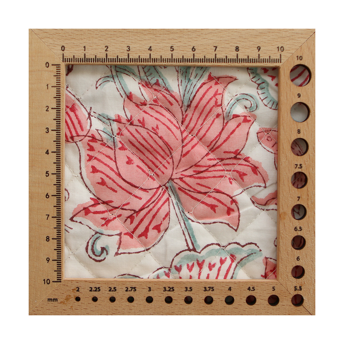 Yamini - Tissu indien matelassé double face coton hand block teal largeur 100cm