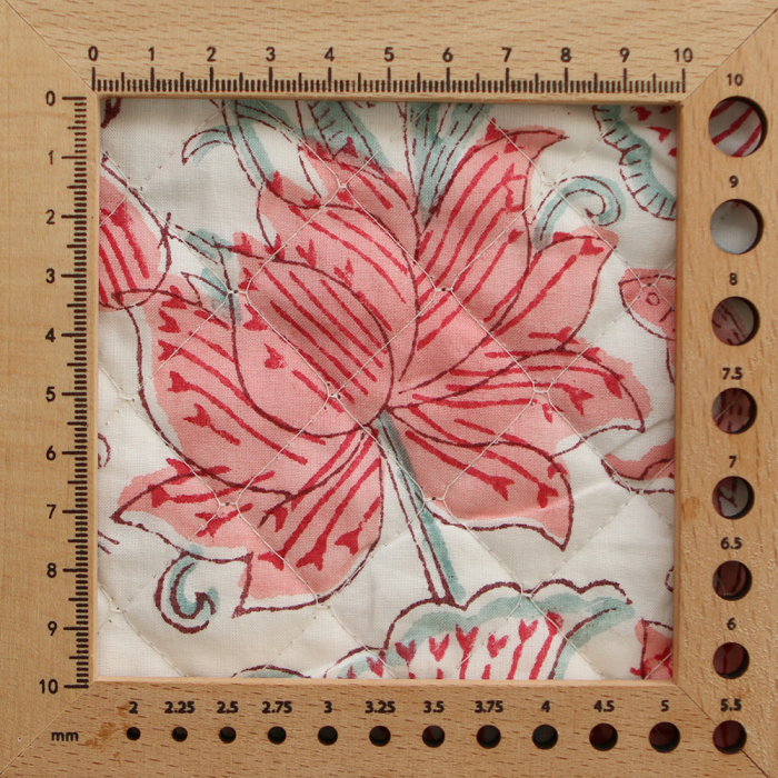 Yamini - Tissu indien matelassé double face coton hand block teal largeur 100cm