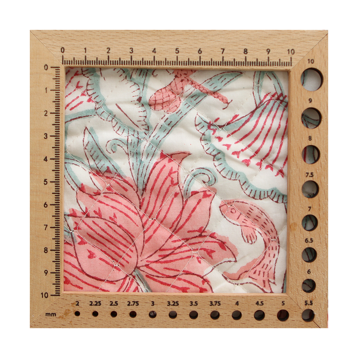 Yamini - Tissu indien matelassé double face coton hand block teal largeur 100cm