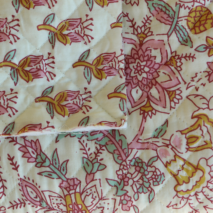 Naveen - Tissu indien matelassé double face coton hand block largeur 100cm