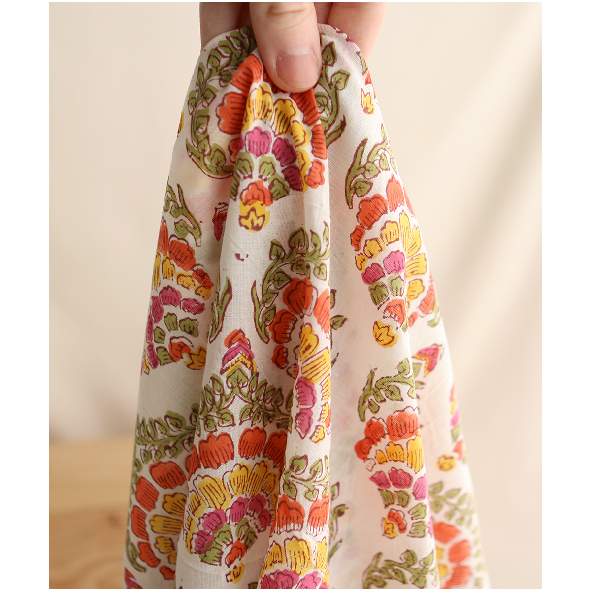 Ravi - Tissu indien coton hand block traditionnel