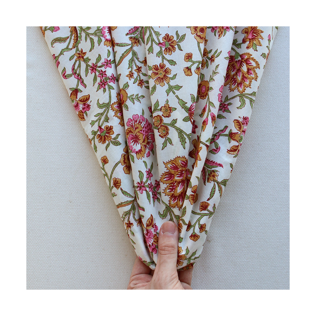 Jamila - Tissu indien en coton imprimé main Hand Block