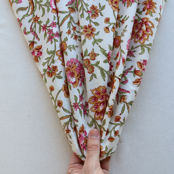 Jamila - Tissu indien en coton imprimé main Hand Block