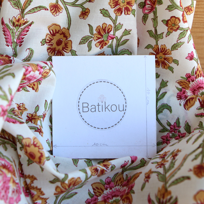 Jamila - Tissu indien en coton imprimé main Hand Block