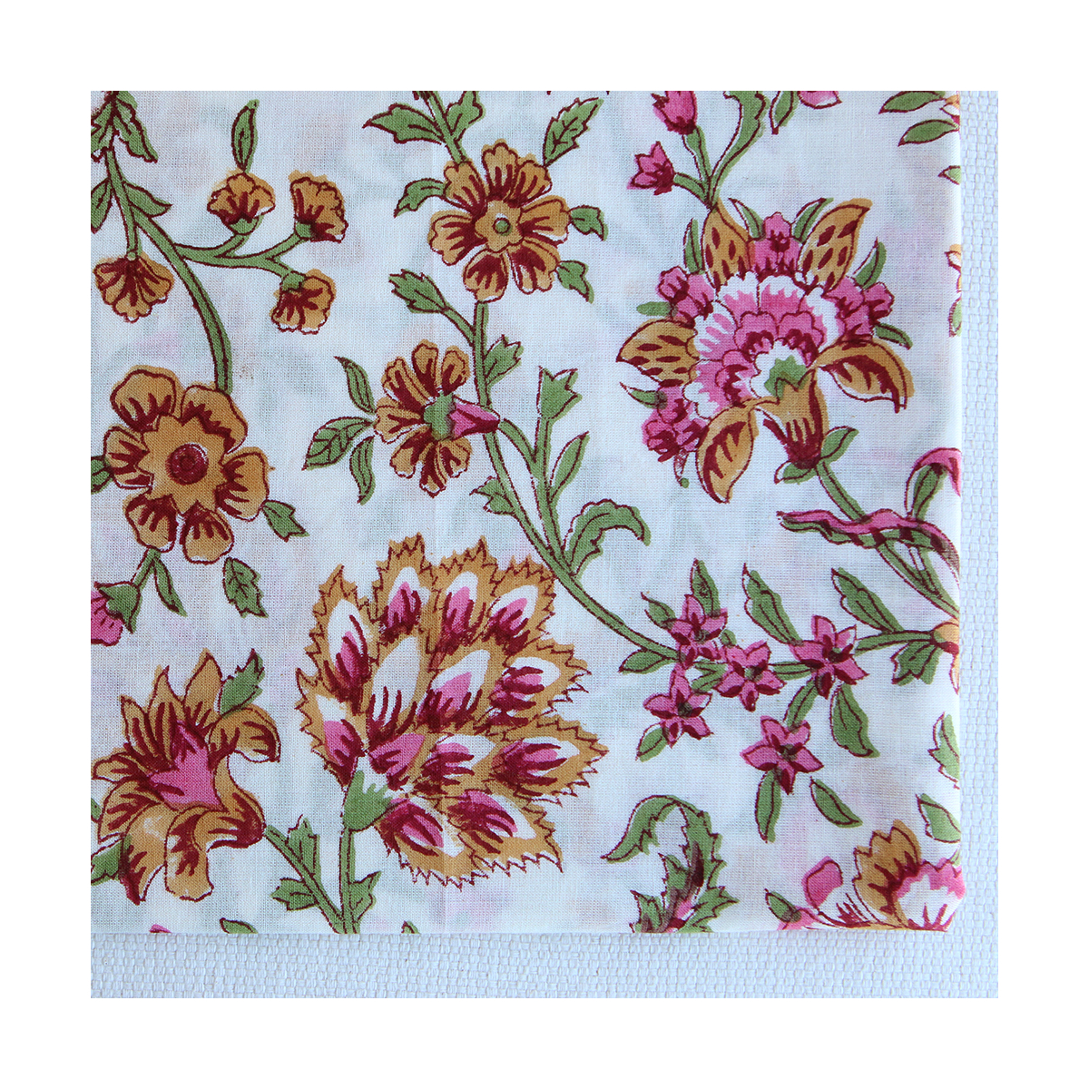 Jamila - Tissu indien en coton imprimé main Hand Block