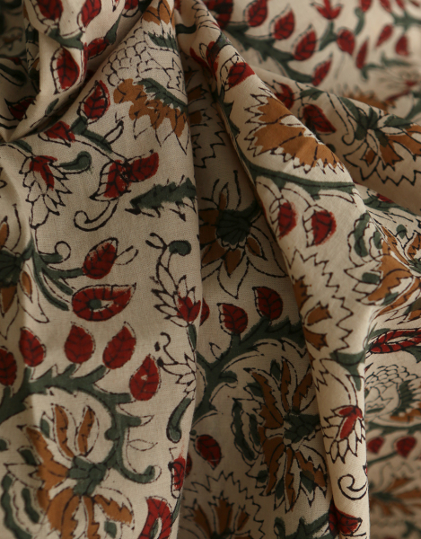 Nisha - Tissu indien coton hand block traditionnel 2